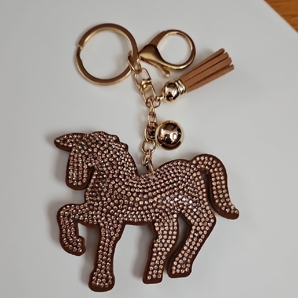 Unicorn Rhinestone Encrusted Bag Charm Key Chain with Tassel New
